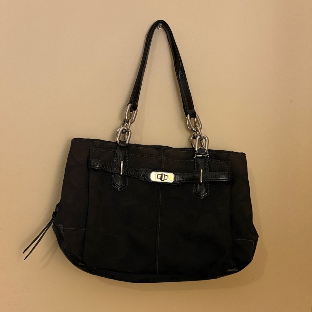 Black vintage Coach bag with silver hardware